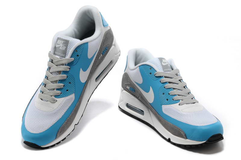 Air Max 90 Hyperfuse fourrure Chaussures Femmes bleu blanc gris (2)